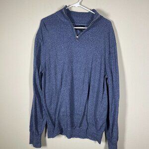 Bonobos Men's XL Sweater Pullover Blue Cashmere Blend Slim Fit Quarter Zip!
